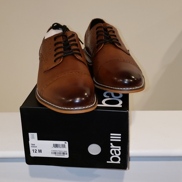 Bar III Men's Parker Leather Cap-Toe Brogues 12 - Picture 4 of 7